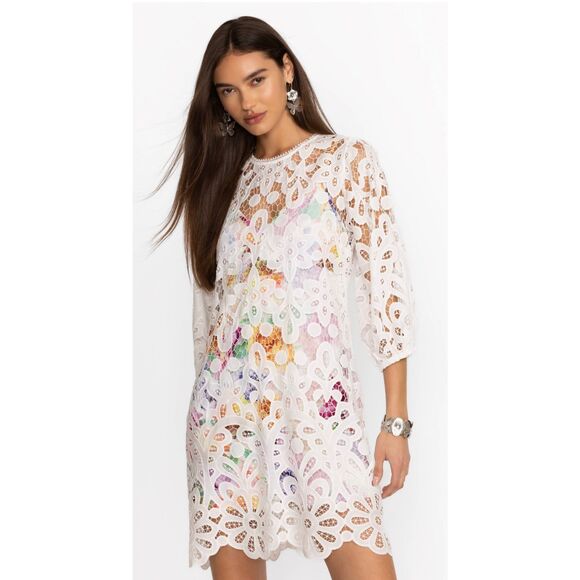 JOHNNY WAS LISETTA LACE MINI DRESS - NWT - $538 MSRP - Picture 2 of 5